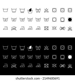 Laundry icons set for cloth design. Cleaning machine. Clothes care icons. Vector illustration. stock image.