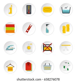 Laundry icons set in flat style isolated vector icons set illustration