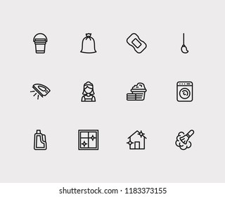 Laundry icons set. House cleaning and laundry icons with laundry, cleaning maid and window cleaning. Set of healthcare for web app logo UI design.