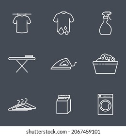 Laundry icons set. Laundry pack symbol vector elements for infographic web