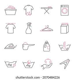 Laundry icons set. Laundry pack symbol vector elements for infographic web
