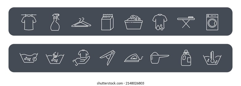 juego de iconos de lavandería. símbolo de paquete de lavandería elementos vectores para web infográfica