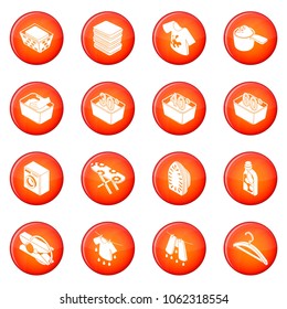 Laundry icons set vector red circle isolated on white background 