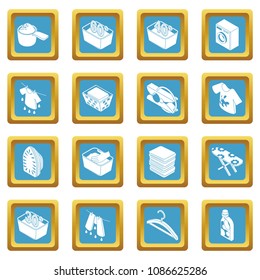 Laundry icons set vector sapphirine square isolated on white background 