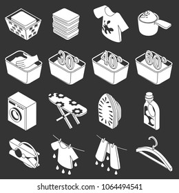 Laundry icons set vector white isolated on grey background 