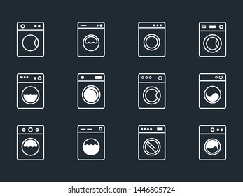 laundry icons set with washing machine symbols