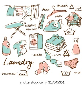 Laundry icons vector set 