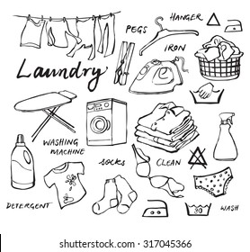 Laundry icons vector set 