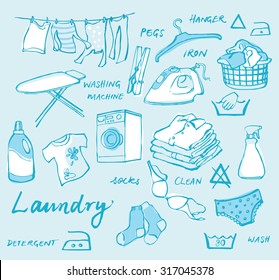 Laundry icons vector set 