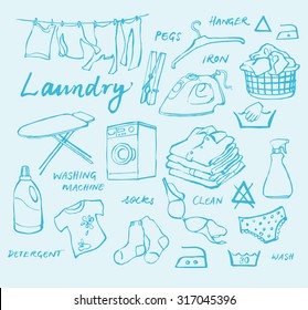 Laundry icons vector set 