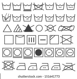 Laundry Icons Vector Set (Washing Symbol)