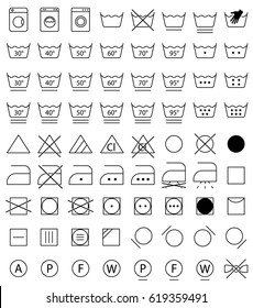 laundry icons, washing labels and instruction for clothes care