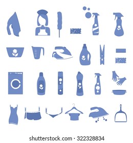 Laundry icons-set vector isolated on white background