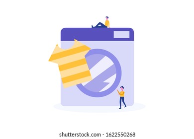 Laundry illustration concept for web landing page template, banner, flyer and presentation