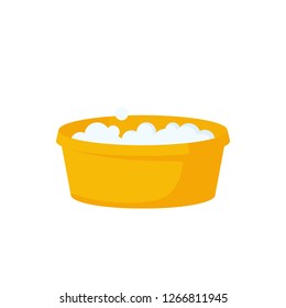 Laundry illustration. Hand washing, basin, soap foam. Household concept. Can be used for topics like housekeeping, bathroom, hygiene