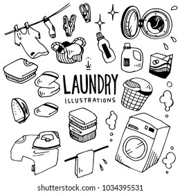 Laundry Illustration Pack Stock Vector (Royalty Free) 1034395531 ...