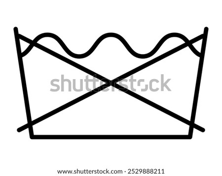 Laundry indication mark on clothing handling labels, home washing prohibition icon