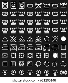 Laundry Instruction Icons And Washing Care Symbols Or Labels