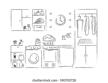 1,088 Laundry room drawing Images, Stock Photos & Vectors | Shutterstock