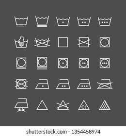 Laundry and ironing vector symbols. Machine wash flat vector icons