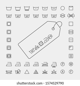 Laundry and ironing vector symbols. Machine wash flat vector icons