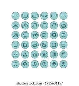 Laundry and ironing vector symbols. Machine wash flat vector icons