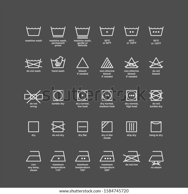 Laundry Ironing Vector Symbols Machine Wash Stock Vector (royalty Free 