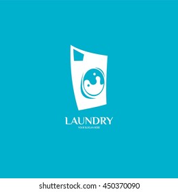 Laundry Label and Badge,Washing Machine, Laundry Washer, Good for business logo Design Template. vector illustration