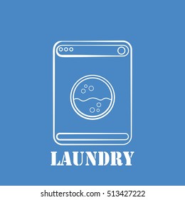 Laundry label. Washing machine icon.