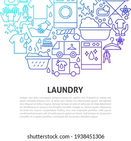 Laundry Line Concept. Vector Illustration of Outline Design.