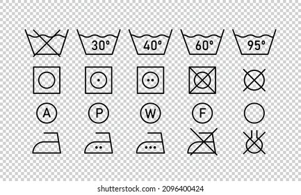 Laundry line icon set. Symbol for washing clothes. Vector illustration on transparent background