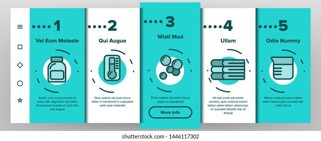 Laundry Line Icon Set Vector Onboarding Mobile App Page Screen. Washing Machine. Clean Dry Cotton. Cloth Laundry Pictogram. Thin Outline Illustration
