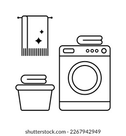 Laundry line icon. Sign of cleanliness, laundry, cleaning, home, hotel amenities, service quality.