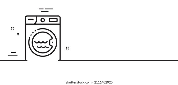 Laundry line icon. Washing machine sign. Hotel service symbol. Minimal line illustration background. Laundry line icon pattern banner. White web template concept. Vector