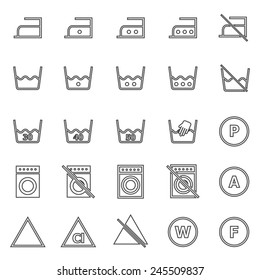 Laundry line icons on white background, stock vector