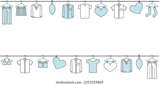 Laundry lined up to dry Simple line drawing illustration material