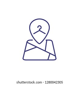 Laundry location line icon. Mark pointer, pin, map. Laundry concept. Can be used for topics like city, navigation, guide