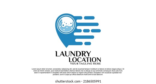 Laundry location logo design with creative concept Premium Vector