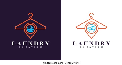Ilustración de diseño del logotipo de localización de lavado con punto de anclaje y concepto creativo Vector Premium