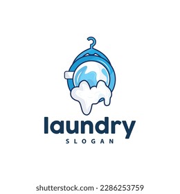 Laundry Logo, Cleaning Washing Vector, Laundry Icon With Washing Machine, Clothes and Foam Bubble, Illustration Symbol Design Template