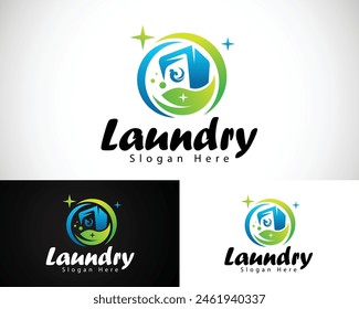 laundry logo cloth wash logo clean logo creative design nature leave fresh