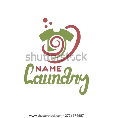 Laundry Logo With Clothes and Swirls