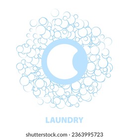 Laundry logo concept in blue. Icon washing machine concept  for business clothes wash cleans. Modern template for your design on white background. EPS10.