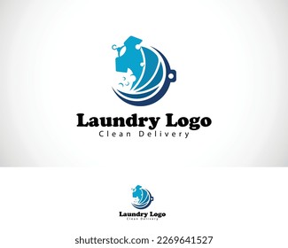 logo de lavandería logotipo de ropa limpia creativa diseño rápido de negocios