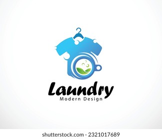 laundry logo creative color clean nature clothes design concept creative