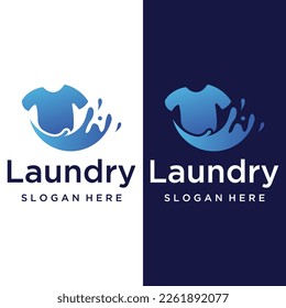 Diseño creativo del logo de lavado con el concepto de lavadora, ropa o ropa, espuma. Logo para el lavado, insignia, compañía.