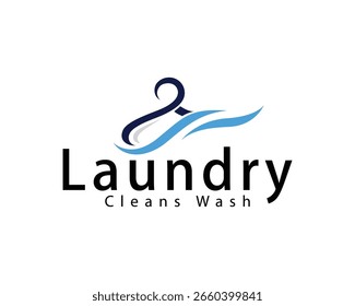 laundry logo creative design concept wave cleans wash