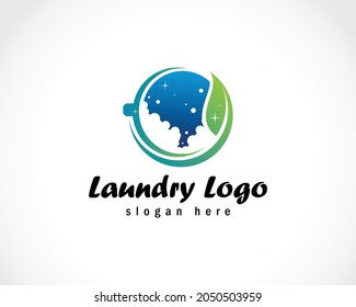 laundry logo creative nature leave clean wash business