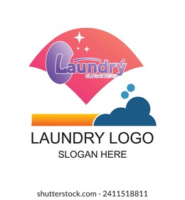 Laundry logo design concept Premium Vector