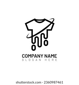 Laundry logo design, dry cleaning logo template. Simple laundry illustration logo with t-shirt and hanger symbol. Laundry vector logo on white and yellow background.